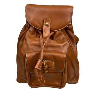 Vintage 90’s Gucci Bamboo Drawstring Brown Leather Mini Backpack